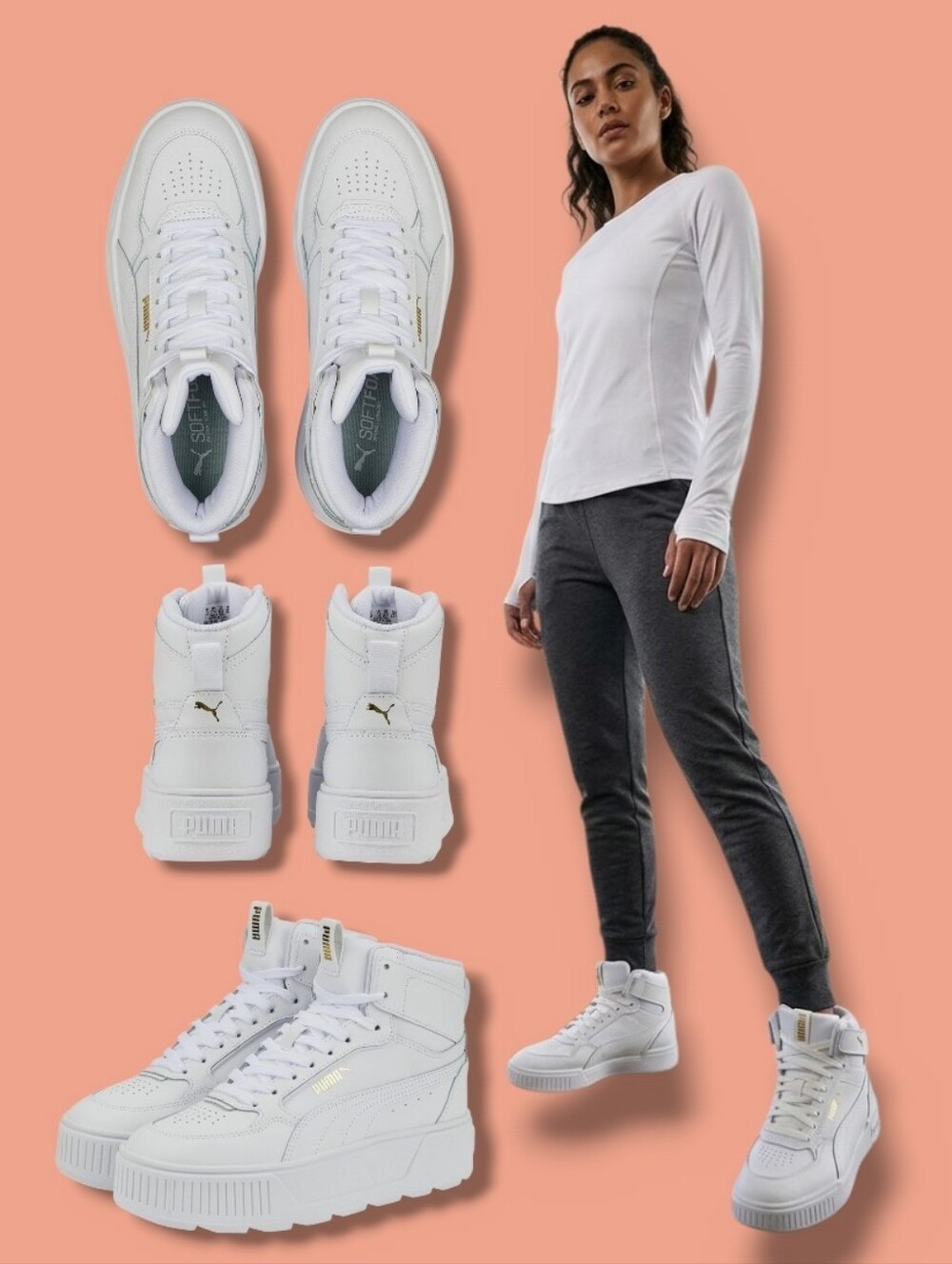 NEW ๐ค PUMA Women's Karmen Rebelle Mid White Leather Platform Sneakers